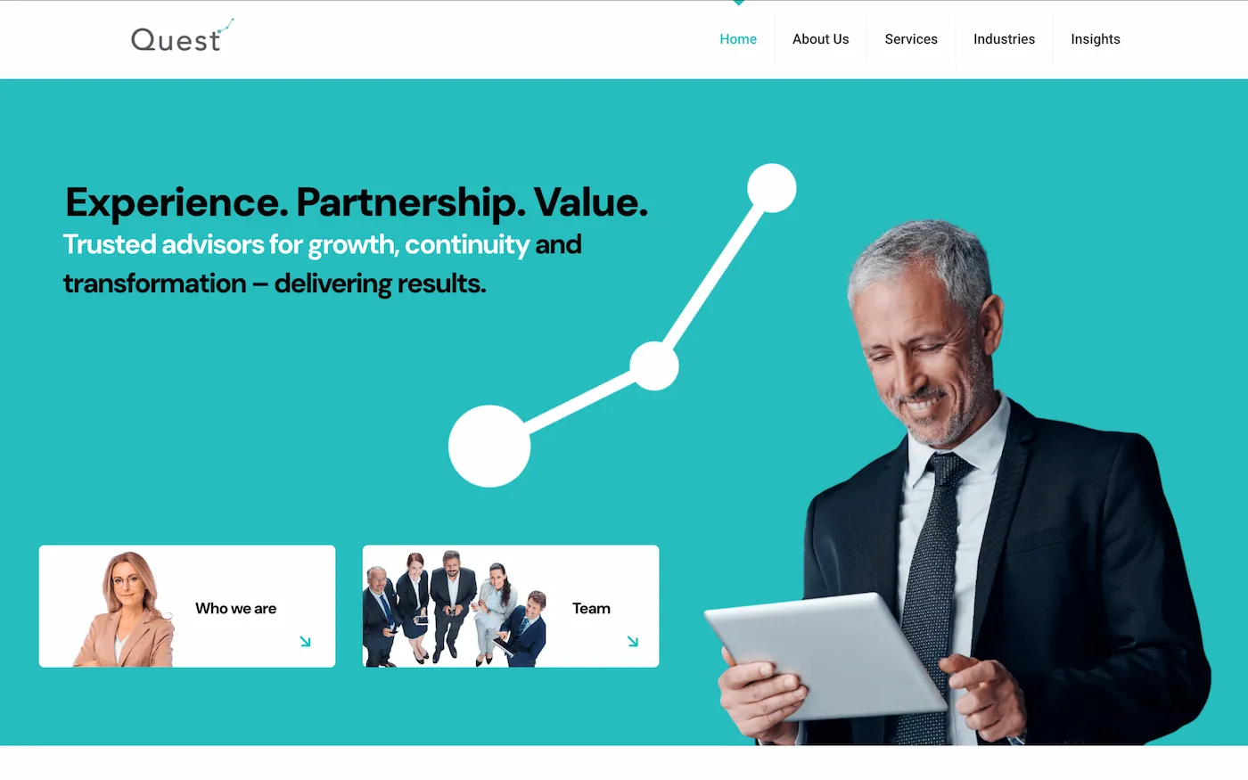 Captura de la web de Quest Partners, firma de consultoría boutique